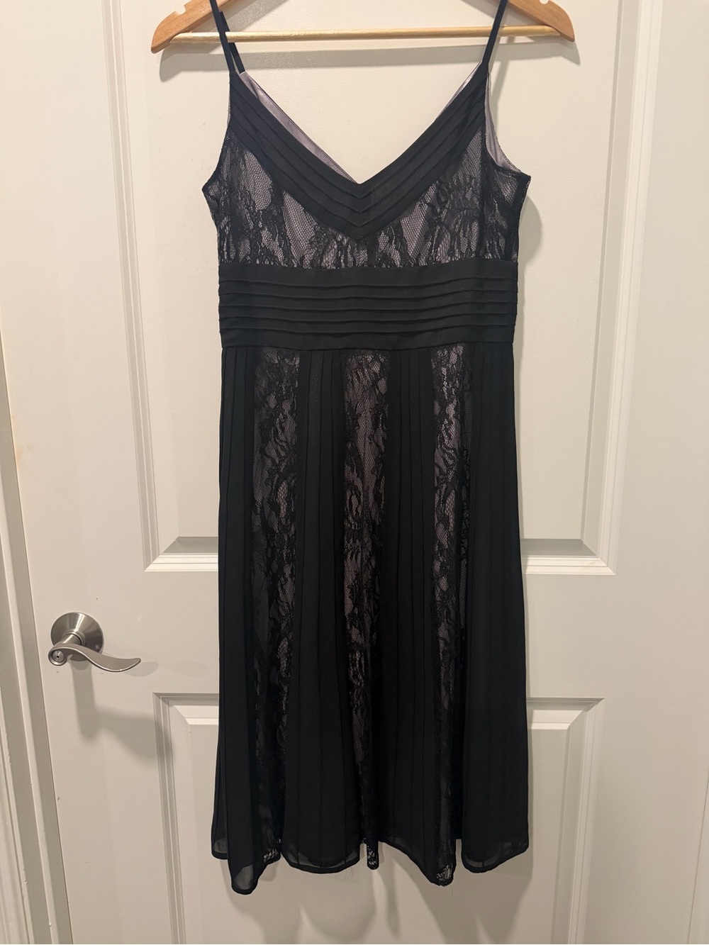 LOFT Black Lace V-Neck Midi Dress